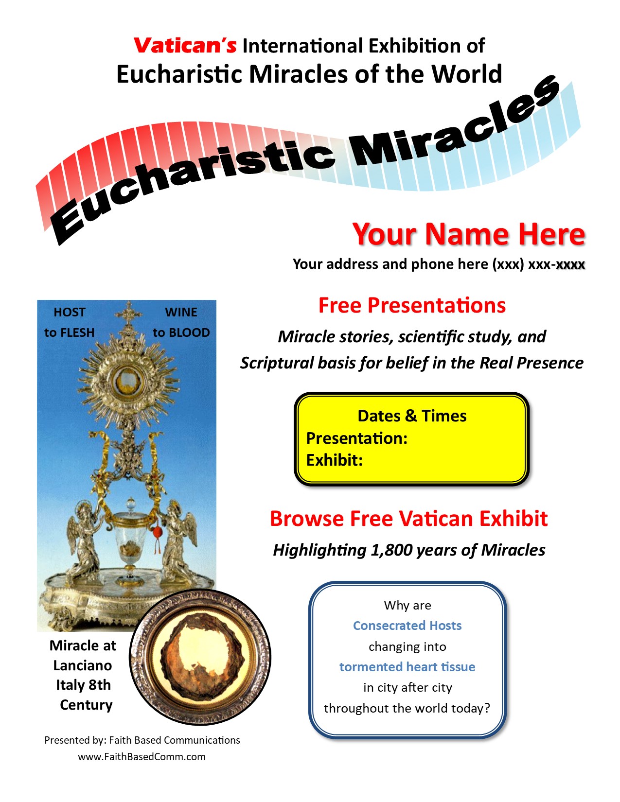 Eucharistic Miracles Presentation Flyer - Sample